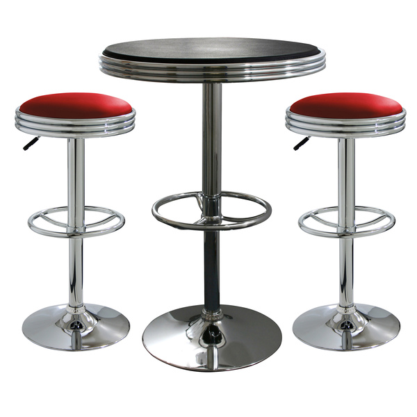 Amerihome Retro Contrast Soda Shop Bistro Set, 3 Piece Set BSSET16